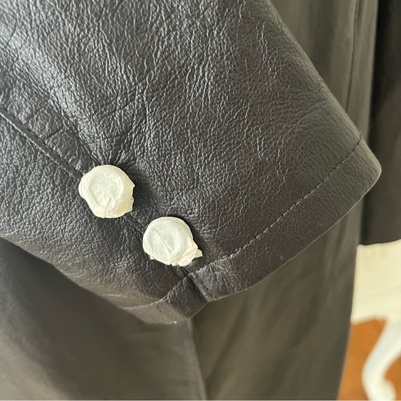 NWT Black Leather Trench Coat - Picture 9 of 16